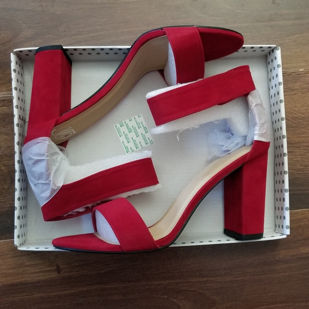 Red block heels